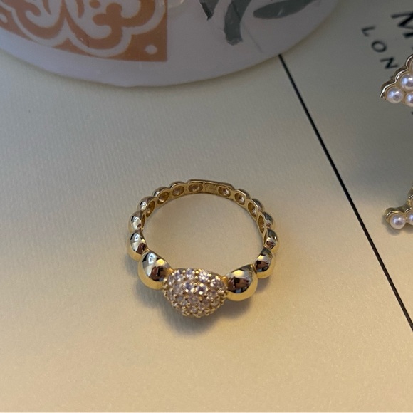 18K Real Gold Bubble Ring with Stone - Picture 12 of 16